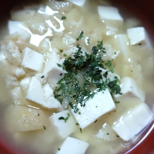 ♡簡単汁物♪あげと豆腐の味噌汁♡